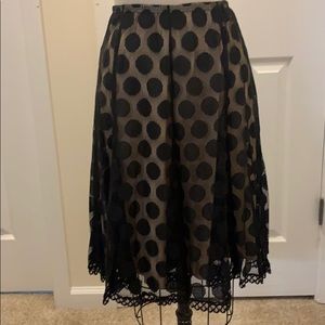 Karen Kane Midi Skirt Black with Polka Dots S